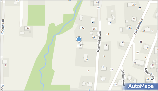 Mogilany, Rzemieślnicza, 11A, mapa Mogilany