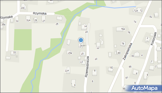 Mogilany, Rzemieślnicza, 17, mapa Mogilany