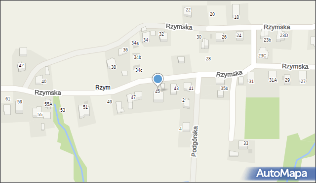 Mogilany, Rzymska, 45, mapa Mogilany