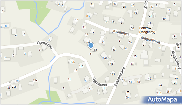 Mogilany, Rzymska, 6a, mapa Mogilany