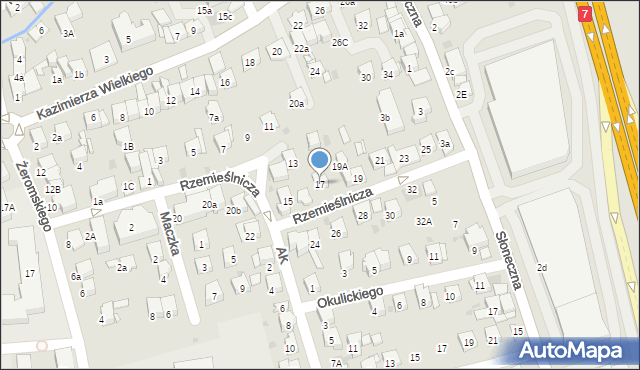 Myślenice, Rzemieślnicza, 17, mapa Myślenice