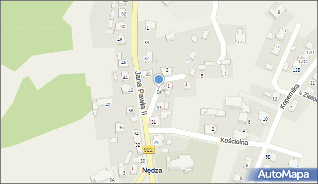 Nędza, Rzemieślnicza, 1a, mapa Nędza
