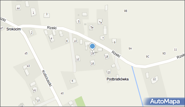 Odrzykoń, Rzeki, 14, mapa Odrzykoń