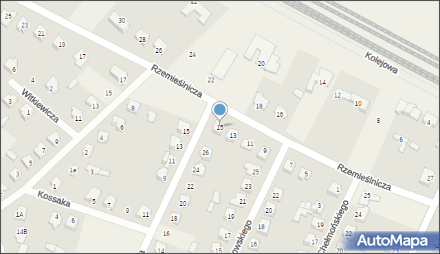 Olszewo-Borki, Rzemieślnicza, 15, mapa Olszewo-Borki