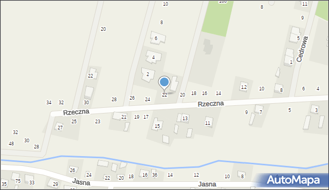 Ostrówek, Rzeczna, 22, mapa Ostrówek