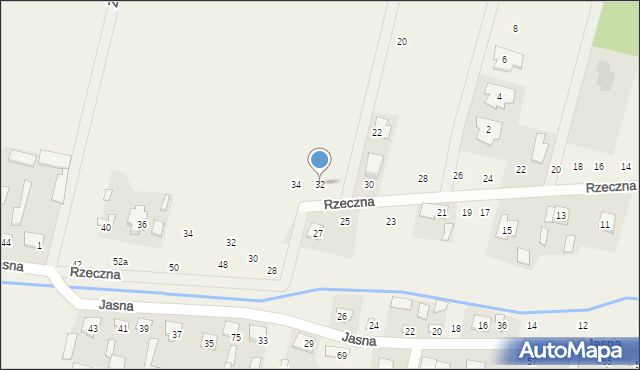 Ostrówek, Rzeczna, 32, mapa Ostrówek