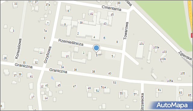 Ozorków, Rzemieślnicza, 3, mapa Ozorków