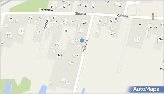 Parzniew, Rzeczna, 6, mapa Parzniew