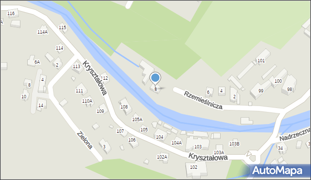 Piechowice, Rzemieślnicza, 8, mapa Piechowice