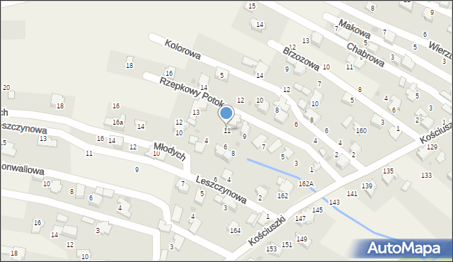 Pietrzykowice, Rzepkowy Potok, 11, mapa Pietrzykowice