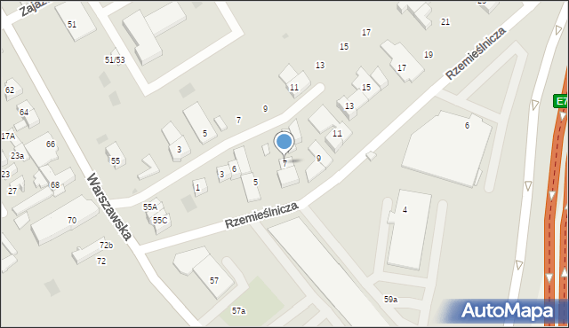 Płońsk, Rzemieślnicza, 7, mapa Płońsk