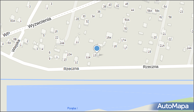 Poręba, Rzeczna, 14, mapa Poręba