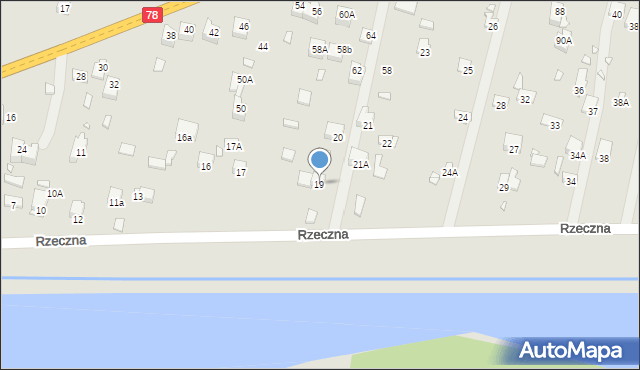 Poręba, Rzeczna, 19, mapa Poręba