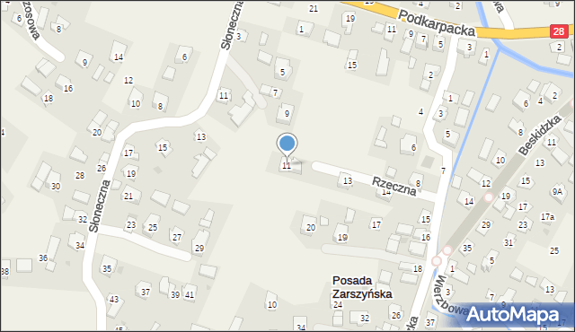 Posada Zarszyńska, Rzeczna, 11, mapa Posada Zarszyńska