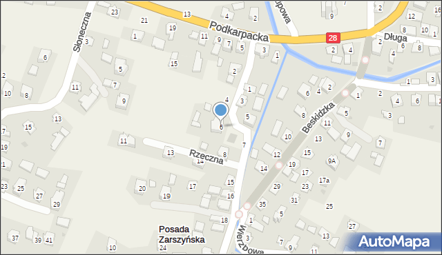Posada Zarszyńska, Rzeczna, 6, mapa Posada Zarszyńska