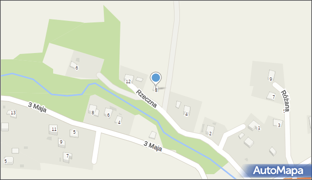 Przybędza, Rzeczna, 8, mapa Przybędza