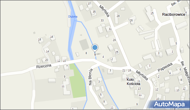 Raciborowice, Rzeczna, 6, mapa Raciborowice