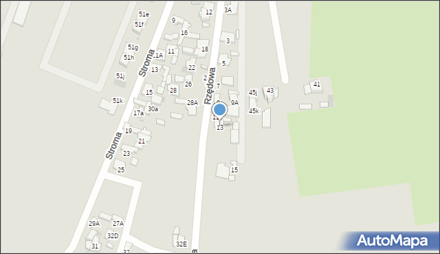 Radom, Rzędowa, 13, mapa Radomia