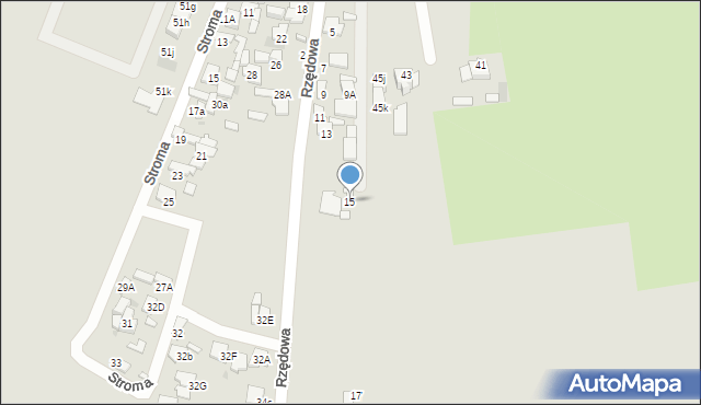 Radom, Rzędowa, 15, mapa Radomia