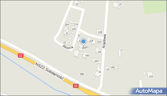 Radom, Rzędowa, 32G, mapa Radomia