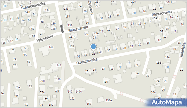 Radom, Rzeszowska, 44, mapa Radomia