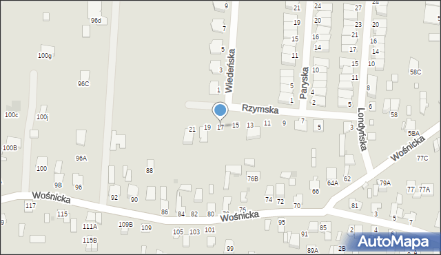 Radom, Rzymska, 17, mapa Radomia