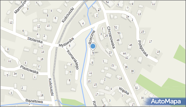 Regulice, Rzeczna, 5, mapa Regulice