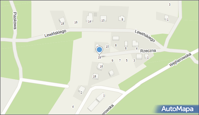 Robakowo, Rzeczna, 14, mapa Robakowo