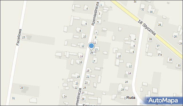 Ruda, Rzemieślnicza, 15, mapa Ruda