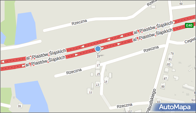 Ruda Śląska, Rzeczna, 19, mapa Rudy Śląskiej