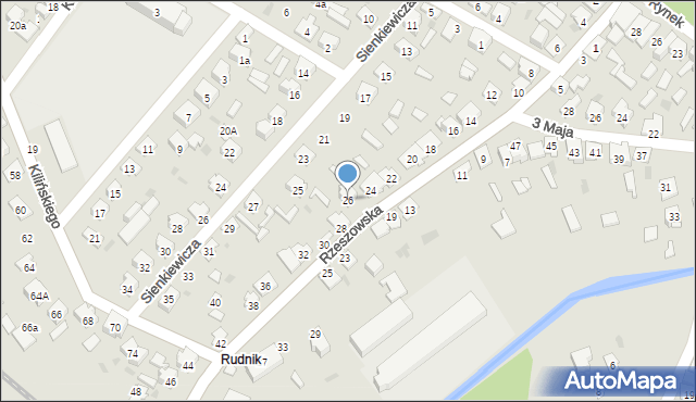 Rudnik nad Sanem, Rzeszowska, 26, mapa Rudnik nad Sanem