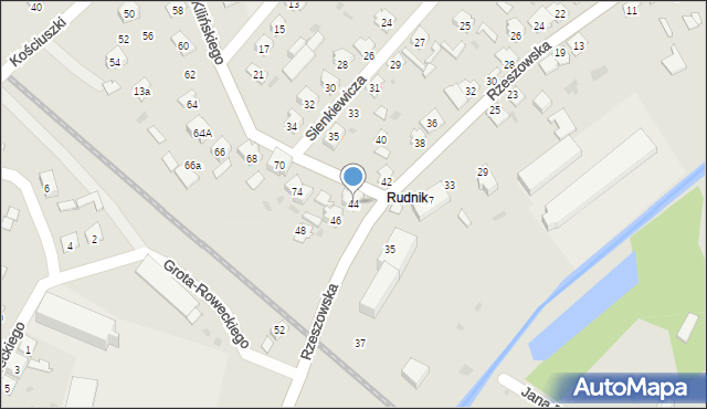 Rudnik nad Sanem, Rzeszowska, 44, mapa Rudnik nad Sanem