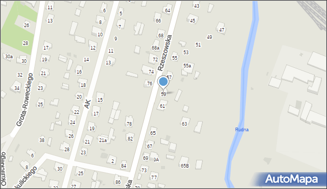 Rudnik nad Sanem, Rzeszowska, 59, mapa Rudnik nad Sanem