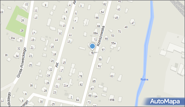 Rudnik nad Sanem, Rzeszowska, 76, mapa Rudnik nad Sanem