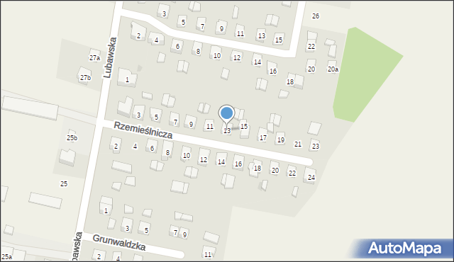 Rybno, Rzemieślnicza, 13, mapa Rybno