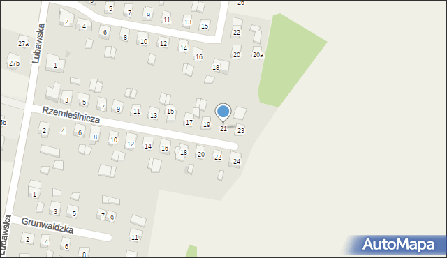 Rybno, Rzemieślnicza, 21, mapa Rybno