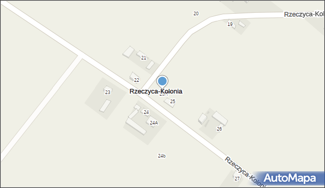 Rzeczyca-Kolonia, Rzeczyca-Kolonia, 25A, mapa Rzeczyca-Kolonia