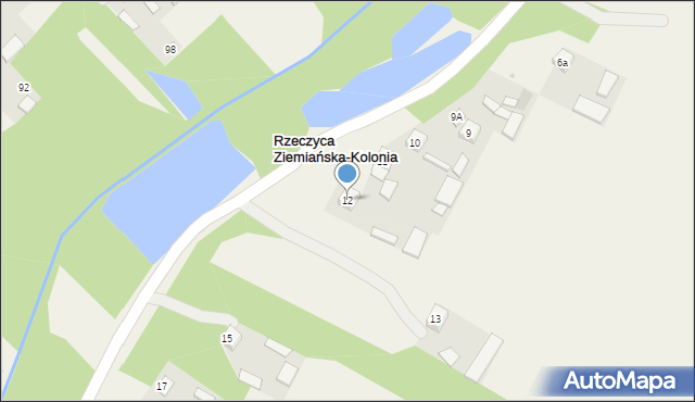 Rzeczyca Ziemiańska-Kolonia, Rzeczyca Ziemiańska-Kolonia, 12, mapa Rzeczyca Ziemiańska-Kolonia