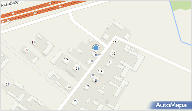 Rzędziany, Rzędziany, 36, mapa Rzędziany