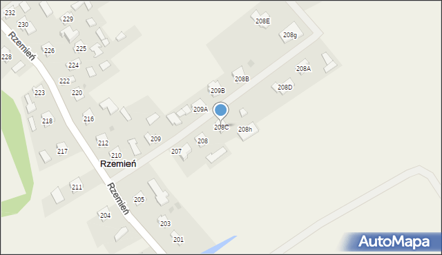 Rzemień, Rzemień, 208C, mapa Rzemień