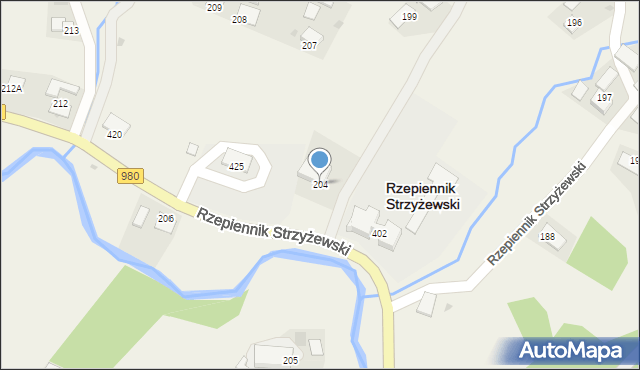 Rzepiennik Strzyżewski, Rzepiennik Strzyżewski, 204, mapa Rzepiennik Strzyżewski