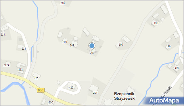 Rzepiennik Strzyżewski, Rzepiennik Strzyżewski, 207, mapa Rzepiennik Strzyżewski