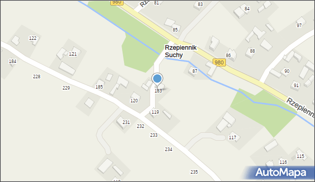 Rzepiennik Suchy, Rzepiennik Suchy, 183, mapa Rzepiennik Suchy