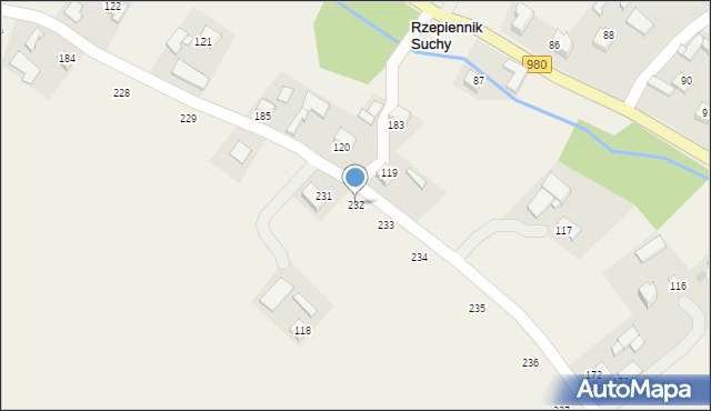 Rzepiennik Suchy, Rzepiennik Suchy, 232, mapa Rzepiennik Suchy