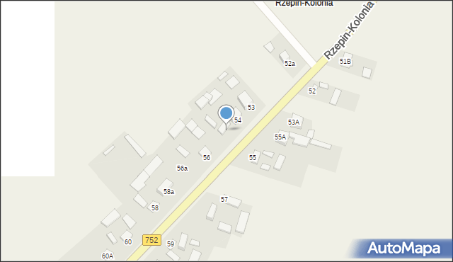 Rzepin-Kolonia, Rzepin-Kolonia, 54A, mapa Rzepin-Kolonia
