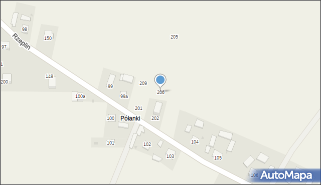 Rzeplin, Rzeplin, 206, mapa Rzeplin