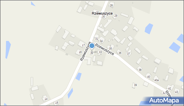 Rzewuszyce, Rzewuszyce, 32, mapa Rzewuszyce