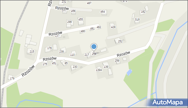 Rzozów, Rzozów, 258, mapa Rzozów