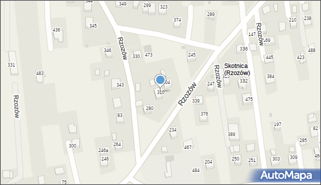 Rzozów, Rzozów, 310, mapa Rzozów