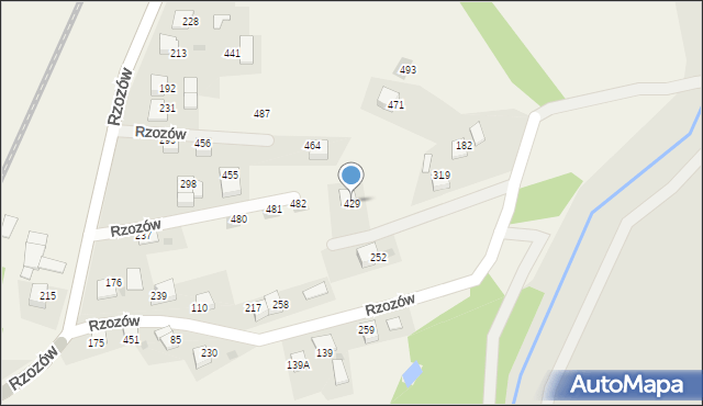 Rzozów, Rzozów, 429, mapa Rzozów
